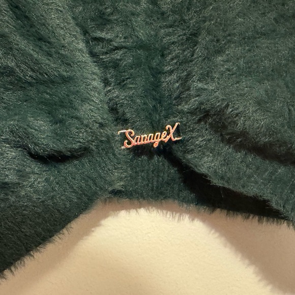 Savage x Fenty Botanical Green Fluff It Up Crop Top Fuzzy Bolero Sweater Sz. 1X - Picture 4 of 8